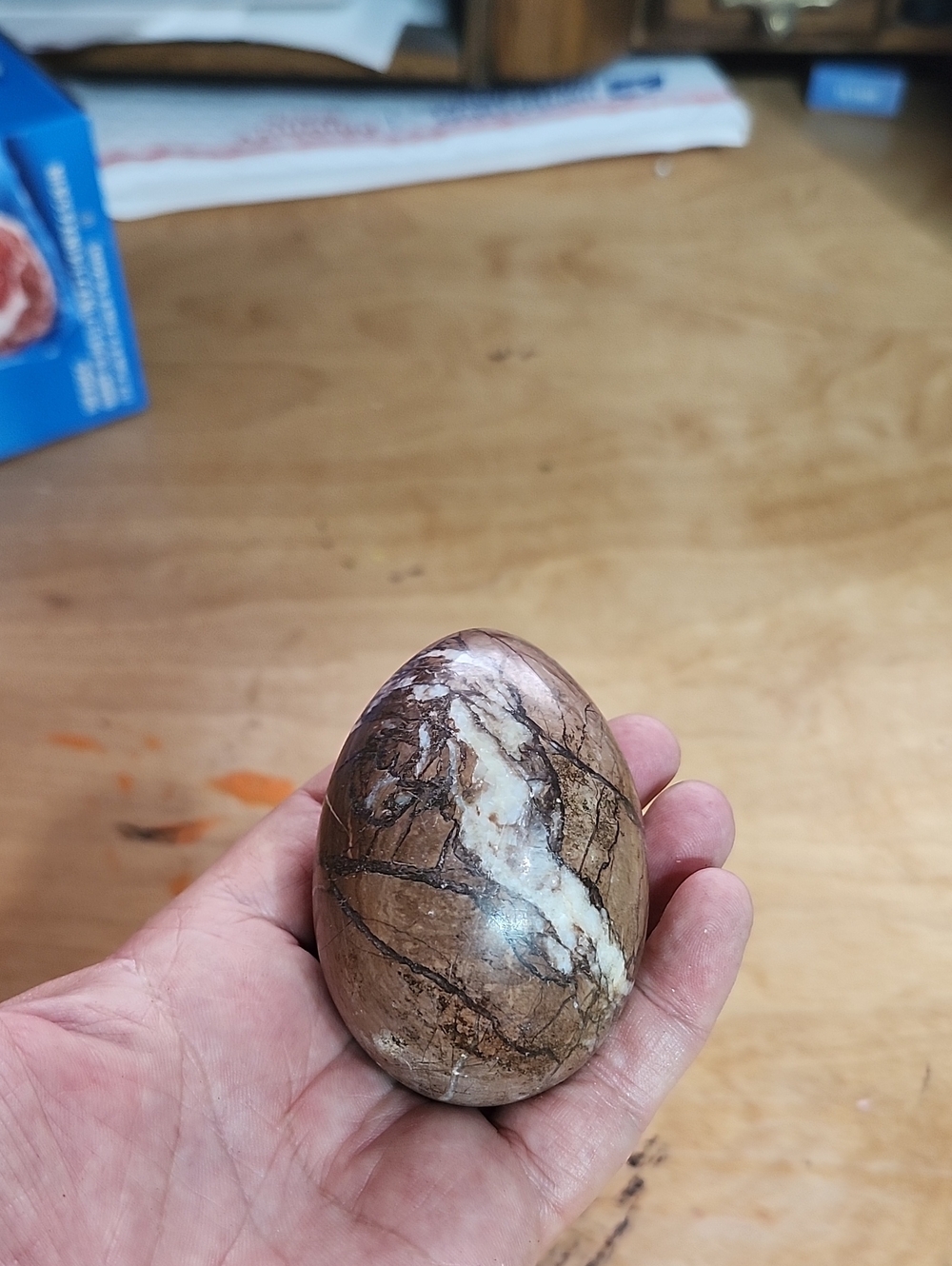Polished Brown Marble Egg Decorative Stone